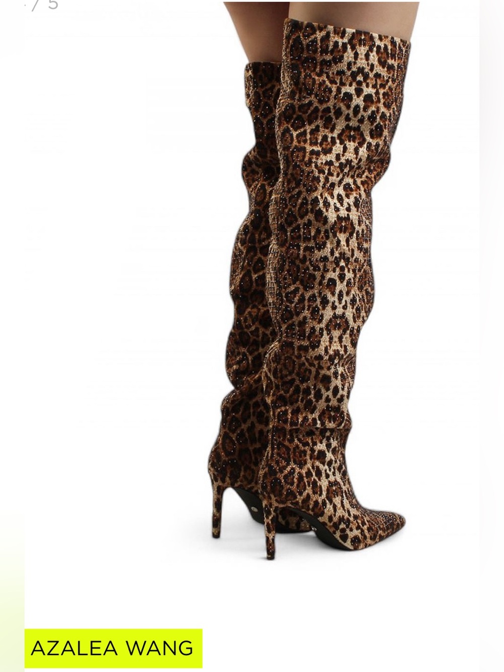 Azalea Wang Leopard Print Over-the-Knee Stiletto Boots - Brown/Black